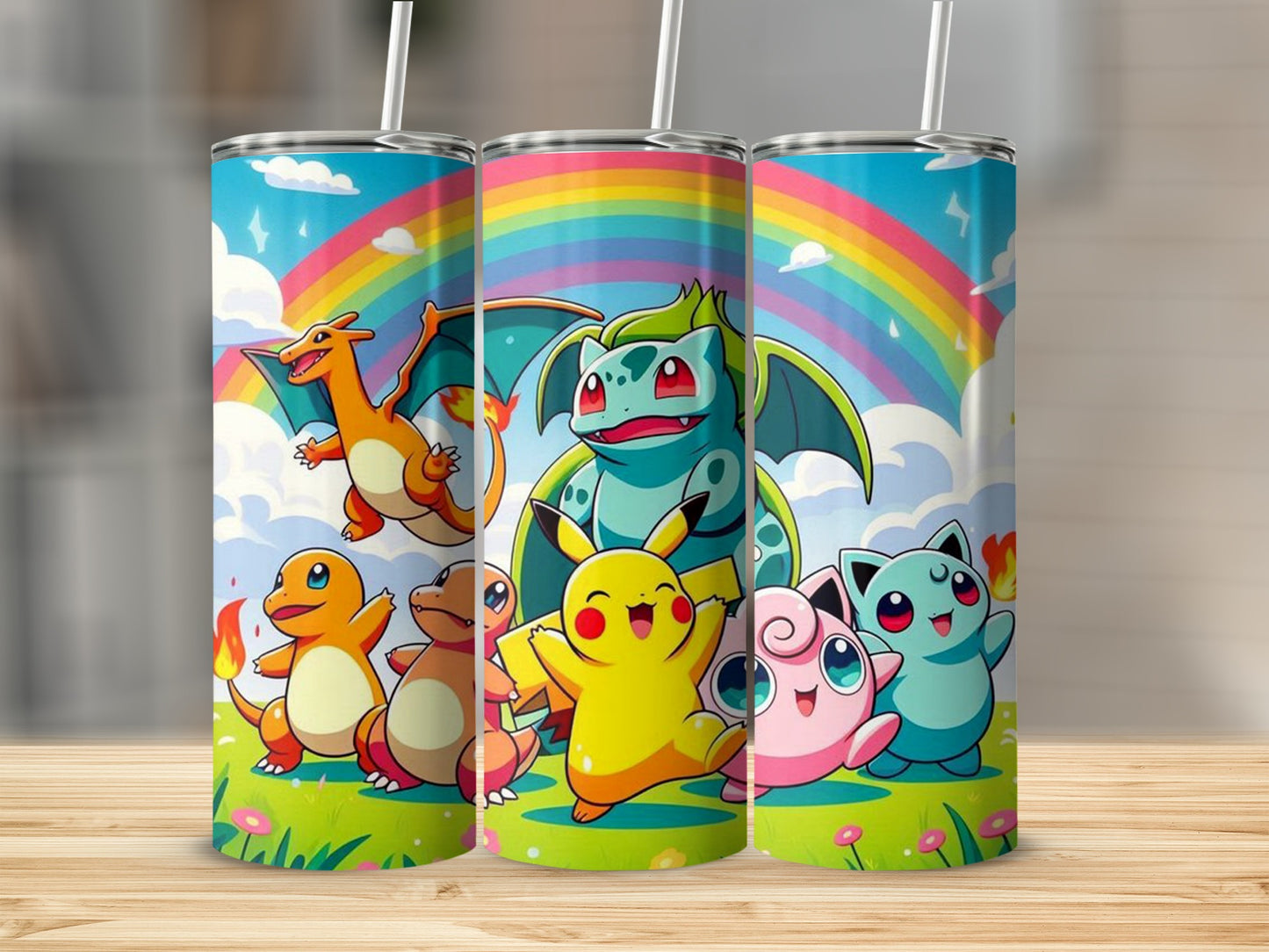 Colorful Rainbow Cartoon Characters Themed Tumbler Product