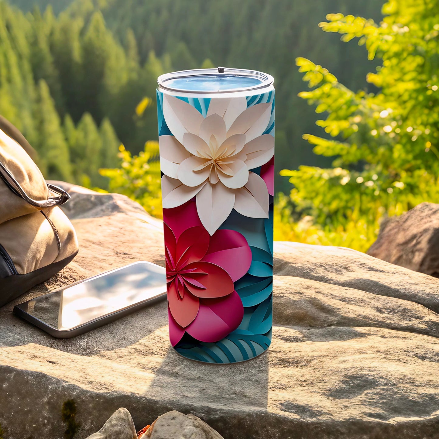 Colorful Floral Insulated Travel Mug for Outdoors Adventures