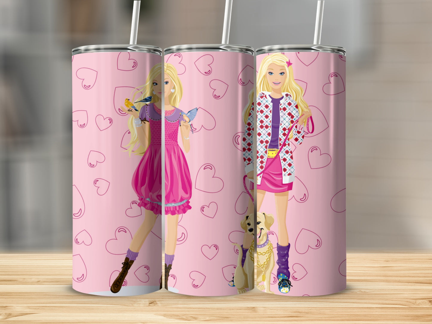 Cute Girls with Hearts Design Tall Tumbler Cup Product