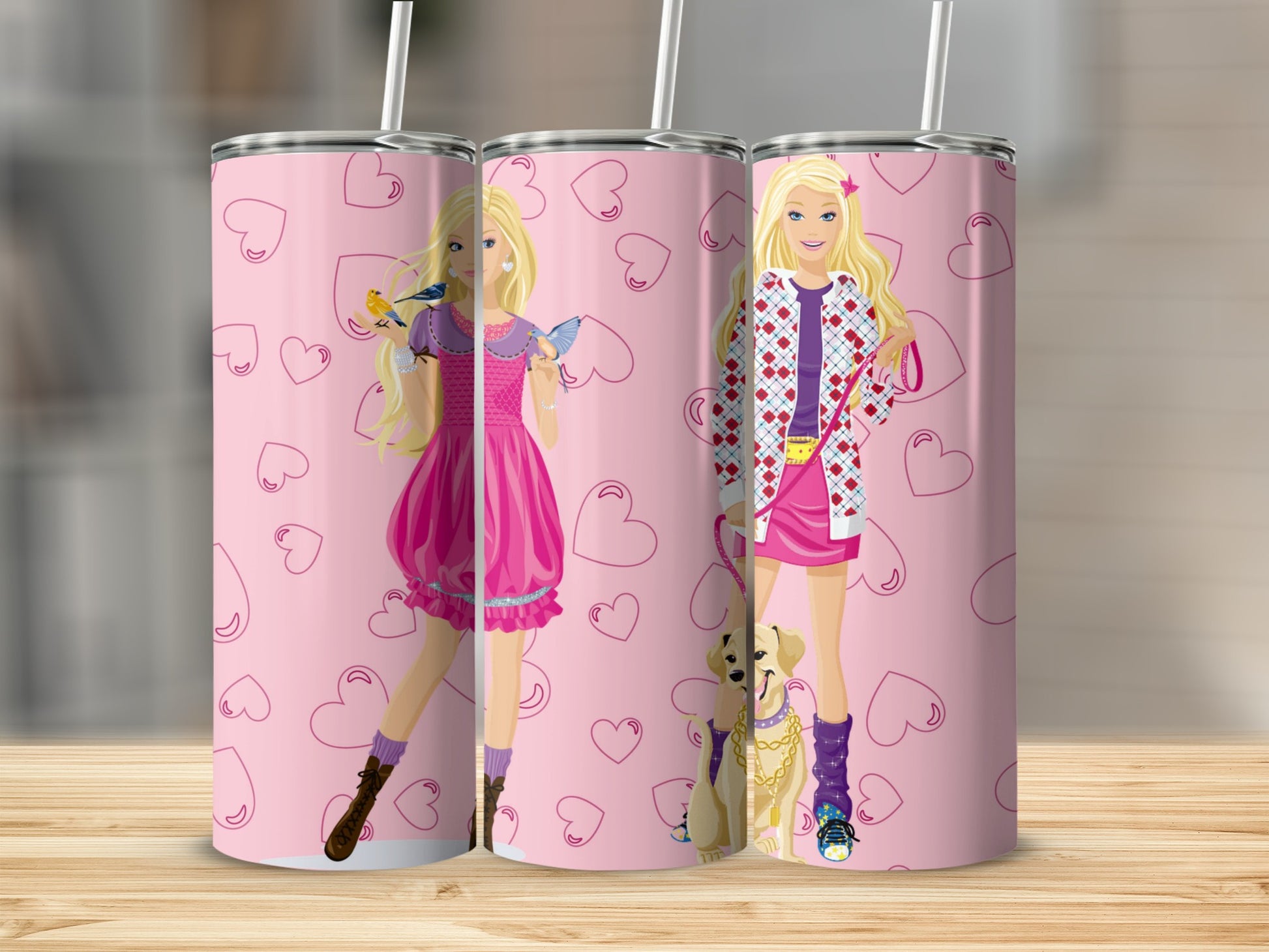 Cute Girls with Hearts Design Tall Tumbler Cup Product