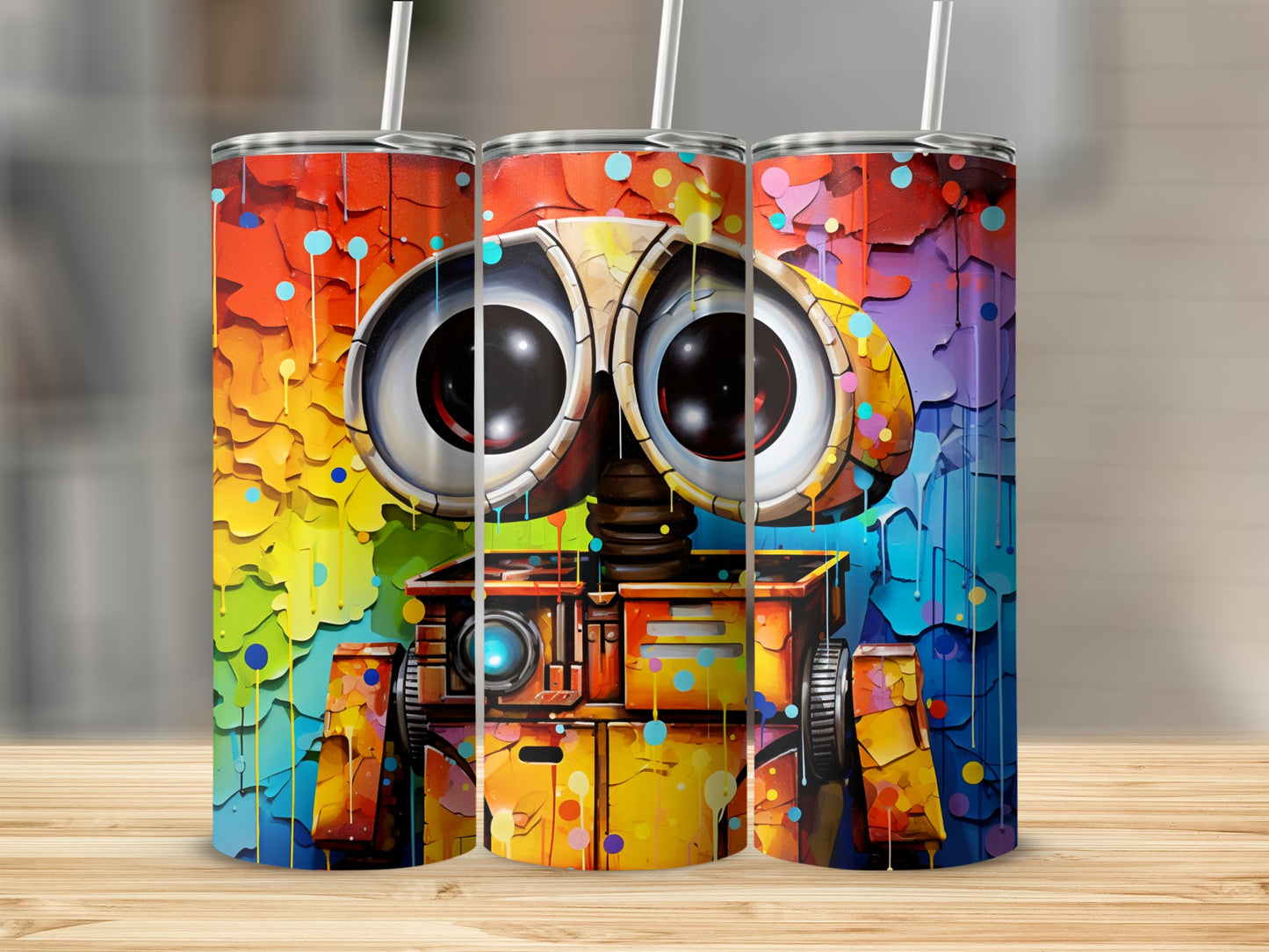 Colorful Robot Design Insulated Tumbler Drinkware Decor