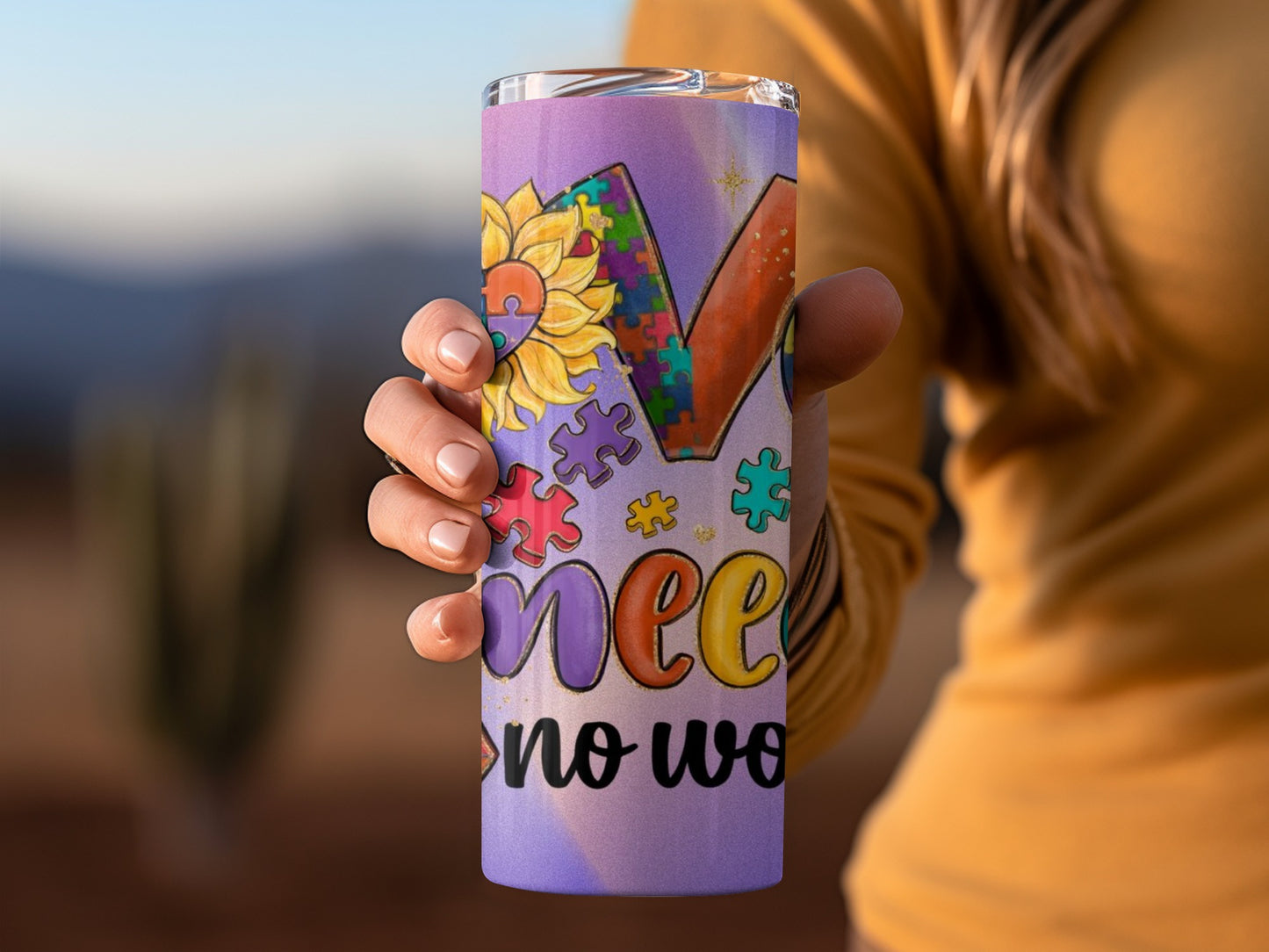 Colorful Sunflower Puzzle Pieces Design Tumbler