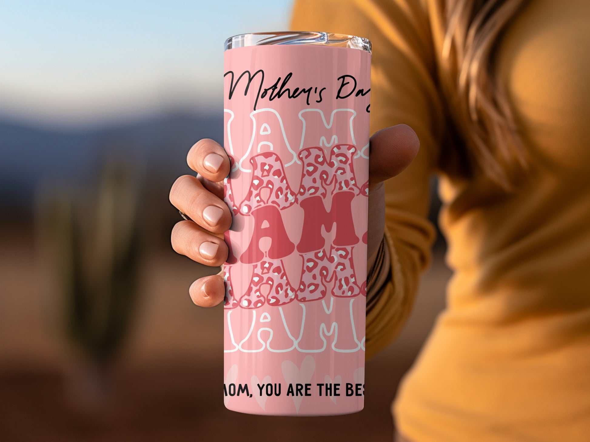 Mother's Day Tumbler with Pink and Red MAMA Design