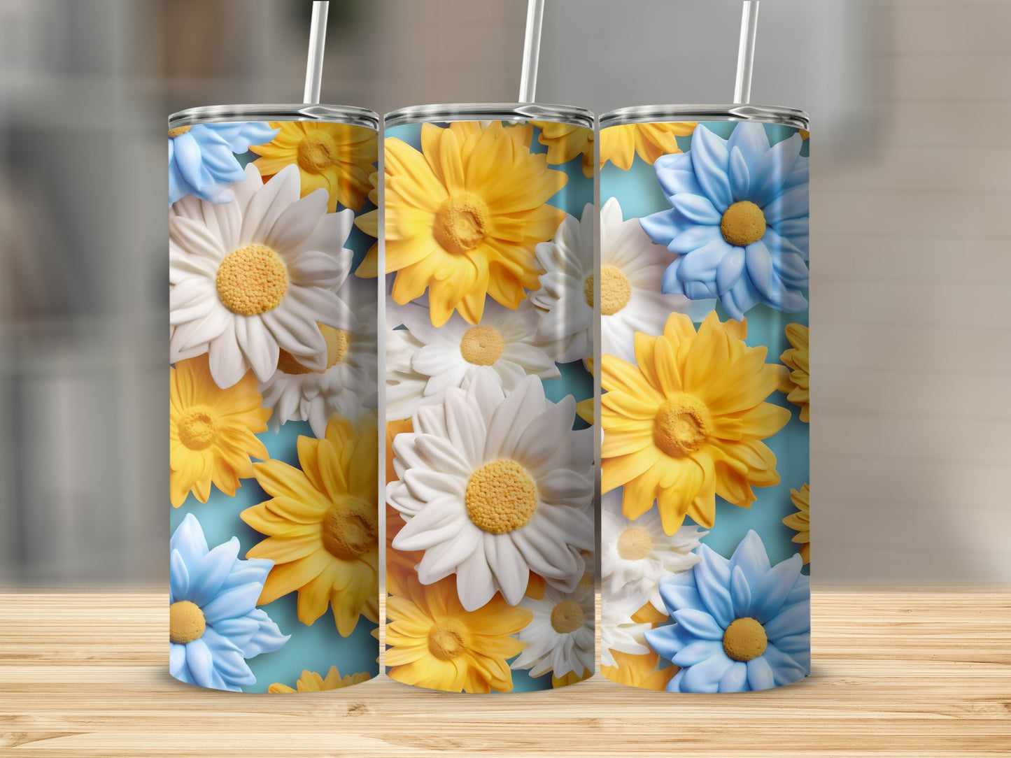 Bright and Cheerful Daisy Floral Pattern Tumbler
