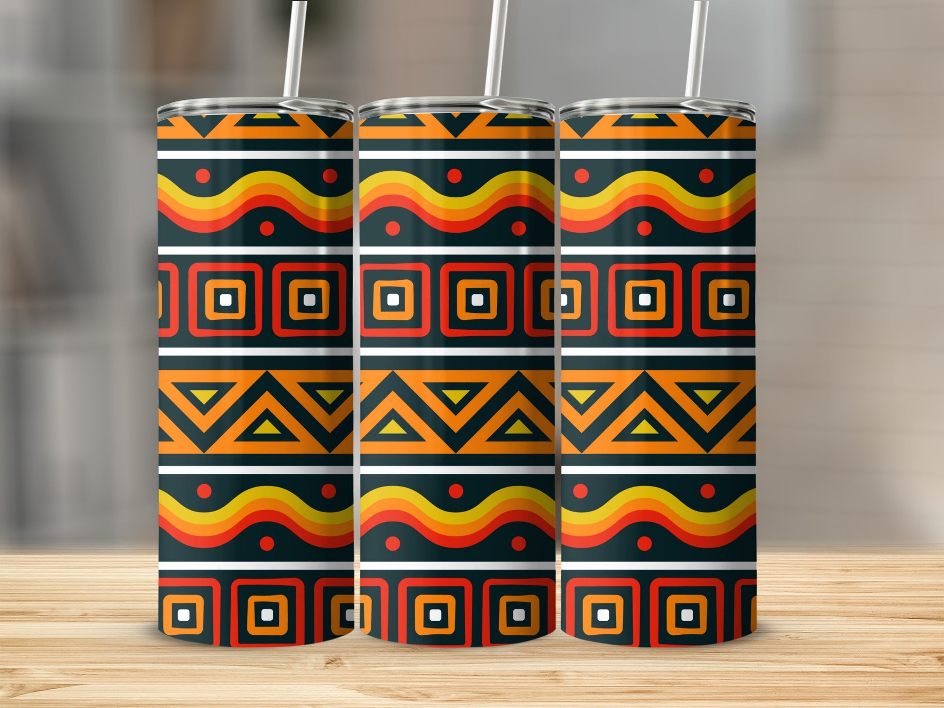 Vibrant Geometric Pattern Tall Insulated Tumbler