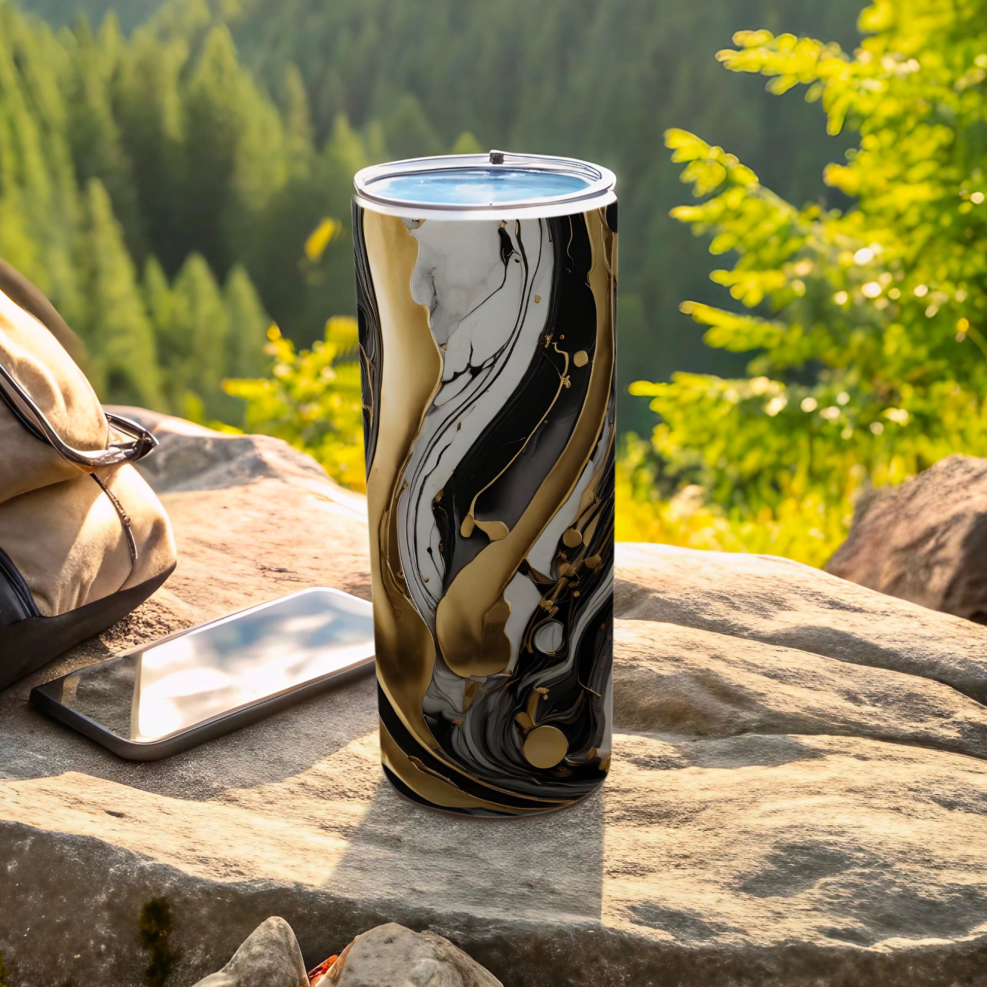 Black White Gold Abstract Swirl Pattern Tumbler product type