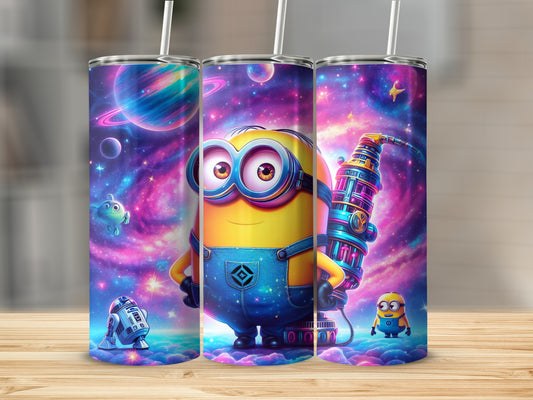 Colorful Space Adventure Tumbler with Cute Characters