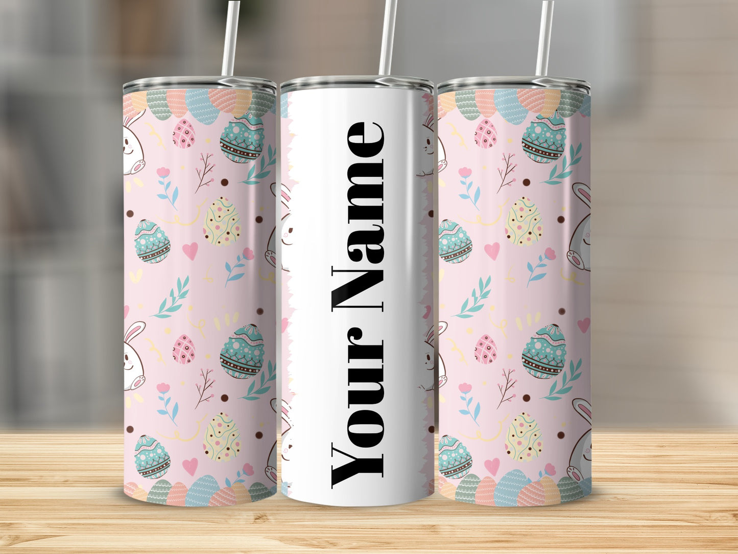 Custom Easter Bunny and Eggs Personalized Tumbler