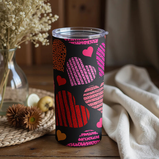 Heart Patterned Insulated Tumbler for Hot and Cold Drinks