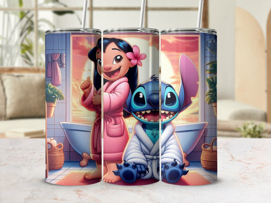 Lilo and Stitch Inspired Printed Tumbler With Straw