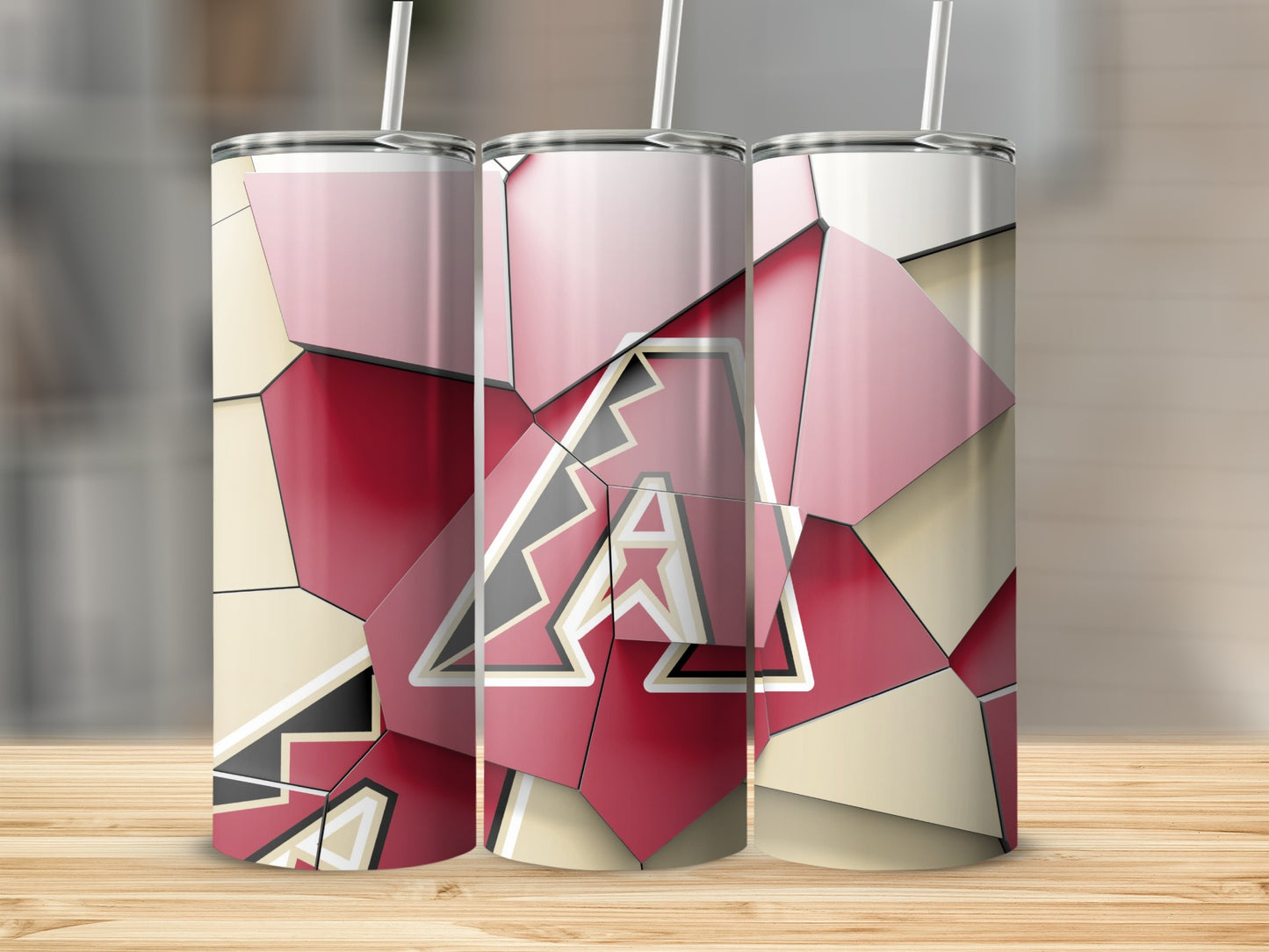 Abstract Arizona Diamondbacks Logo on Red Tumblers