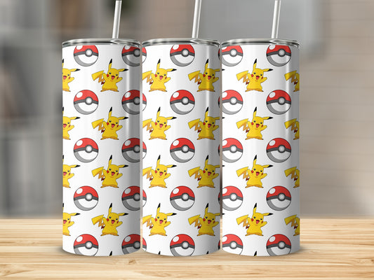 Pikachu and Pokeball Pattern Tumbler Cup