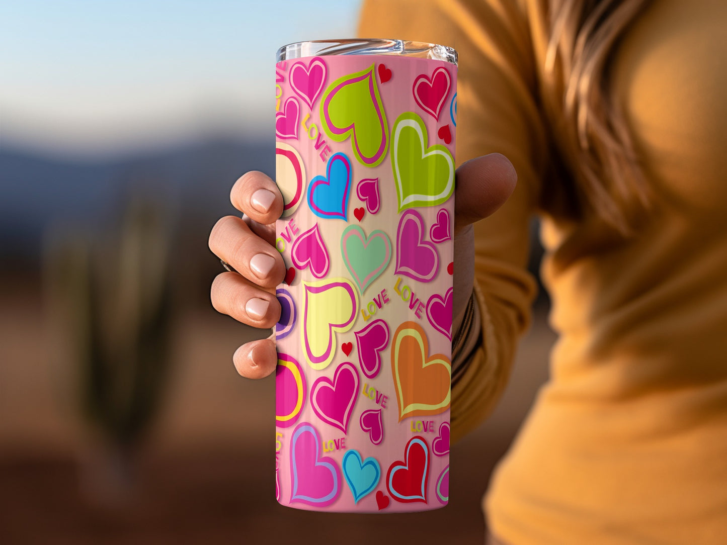 Heart Love Design Pattern Pink Backdrop Tumblers