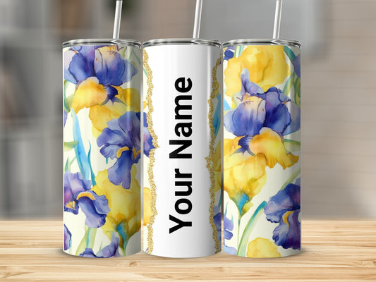 Customized Floral Design Tumbler with Name Personalization