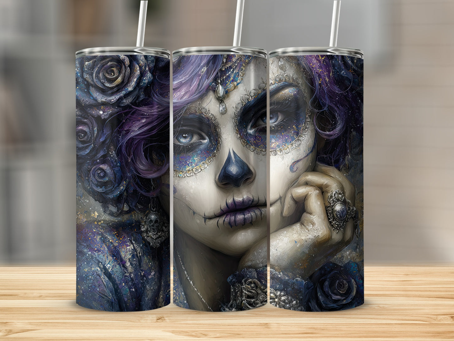 Mesmerizing Sugar Skull Art on Tumbler Product