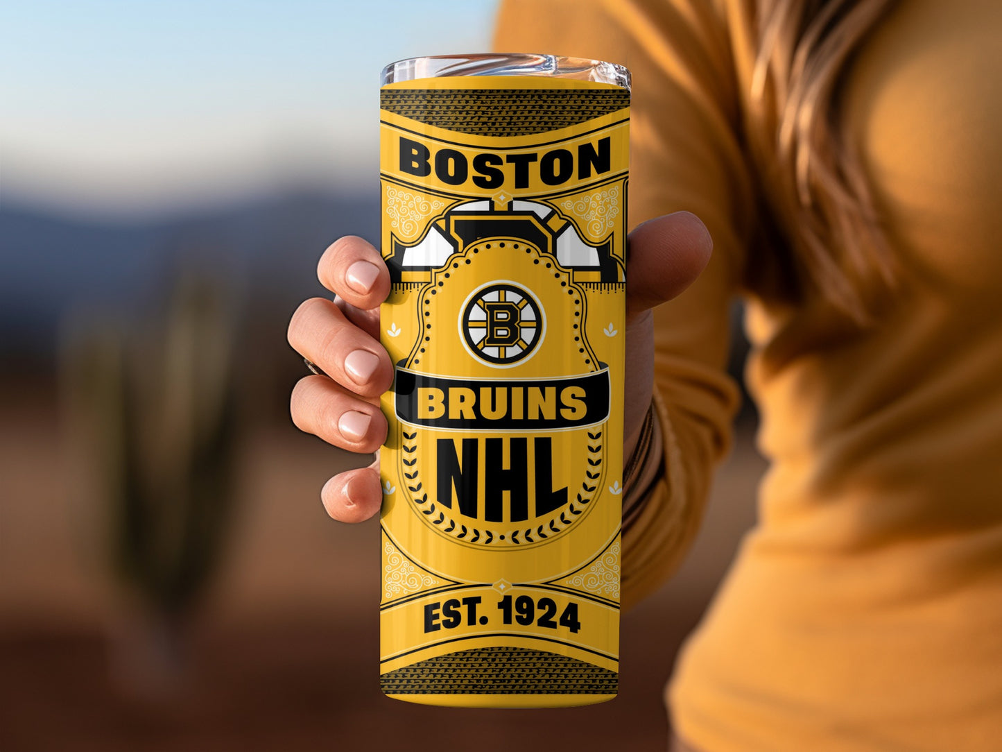 Boston Bruins NHL EST 1924 Label Design Art Tumblers