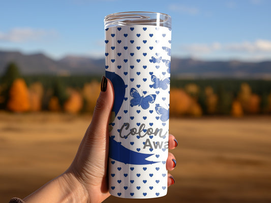 Blue Butterfly and Hearts Design Insulated Tumbler