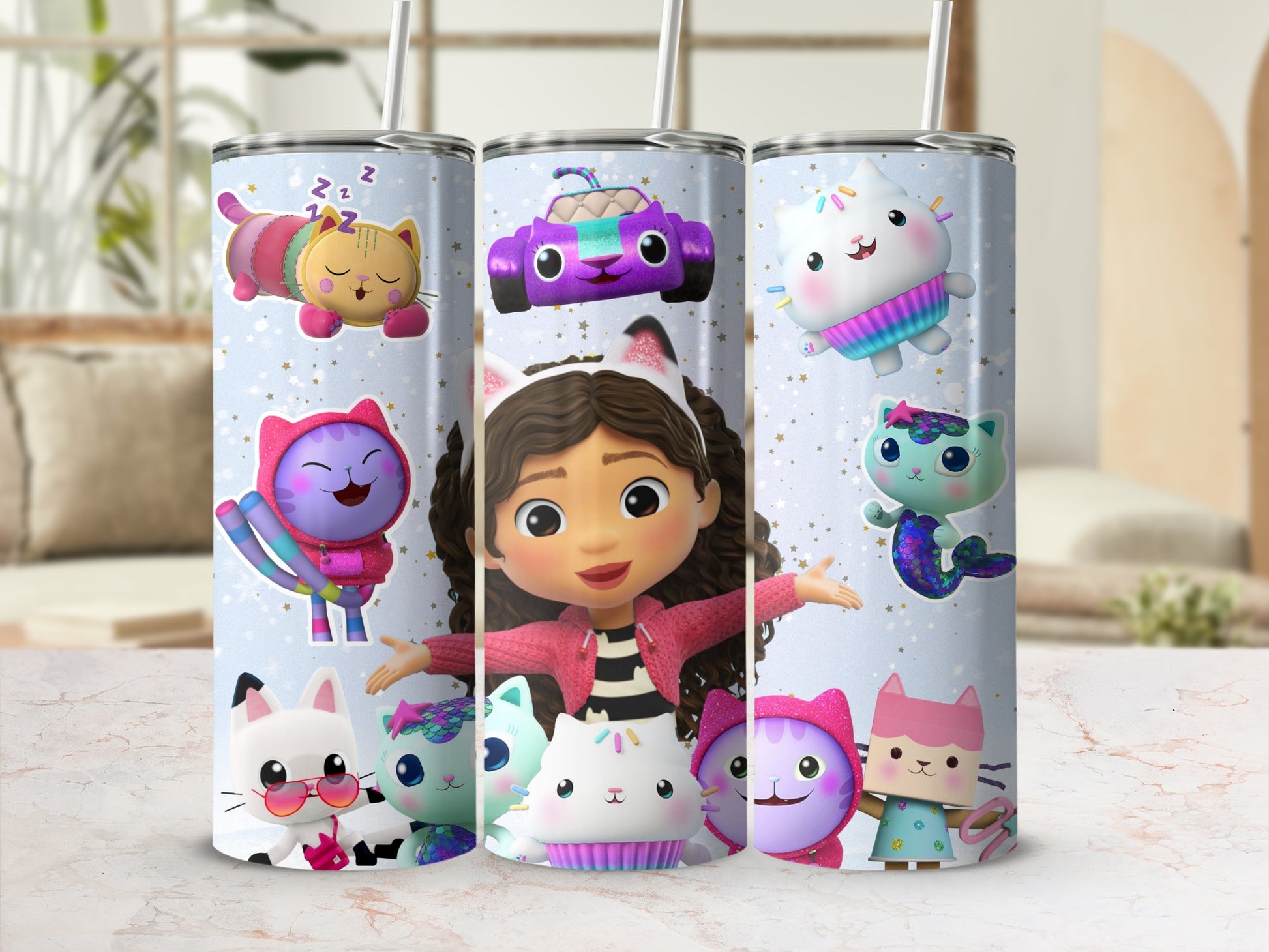 Colorful Cartoon Characters Patterned Tumbler