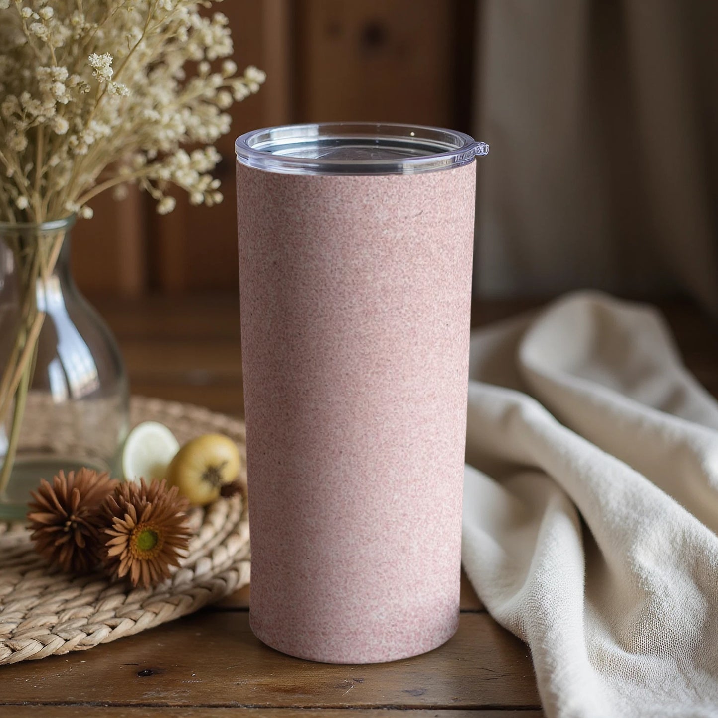 Stylish Pink Insulated Tumbler with Transparent Lid