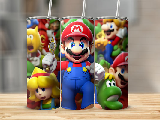 Colorful Mario and Friends Tumbler Design for Gamers