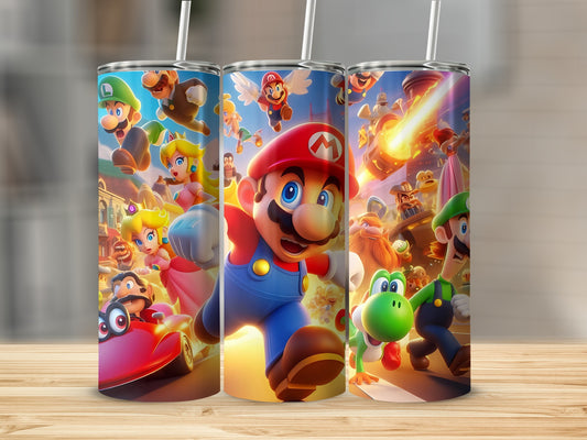 Super Mario Character Art Printed Tumbler Cup