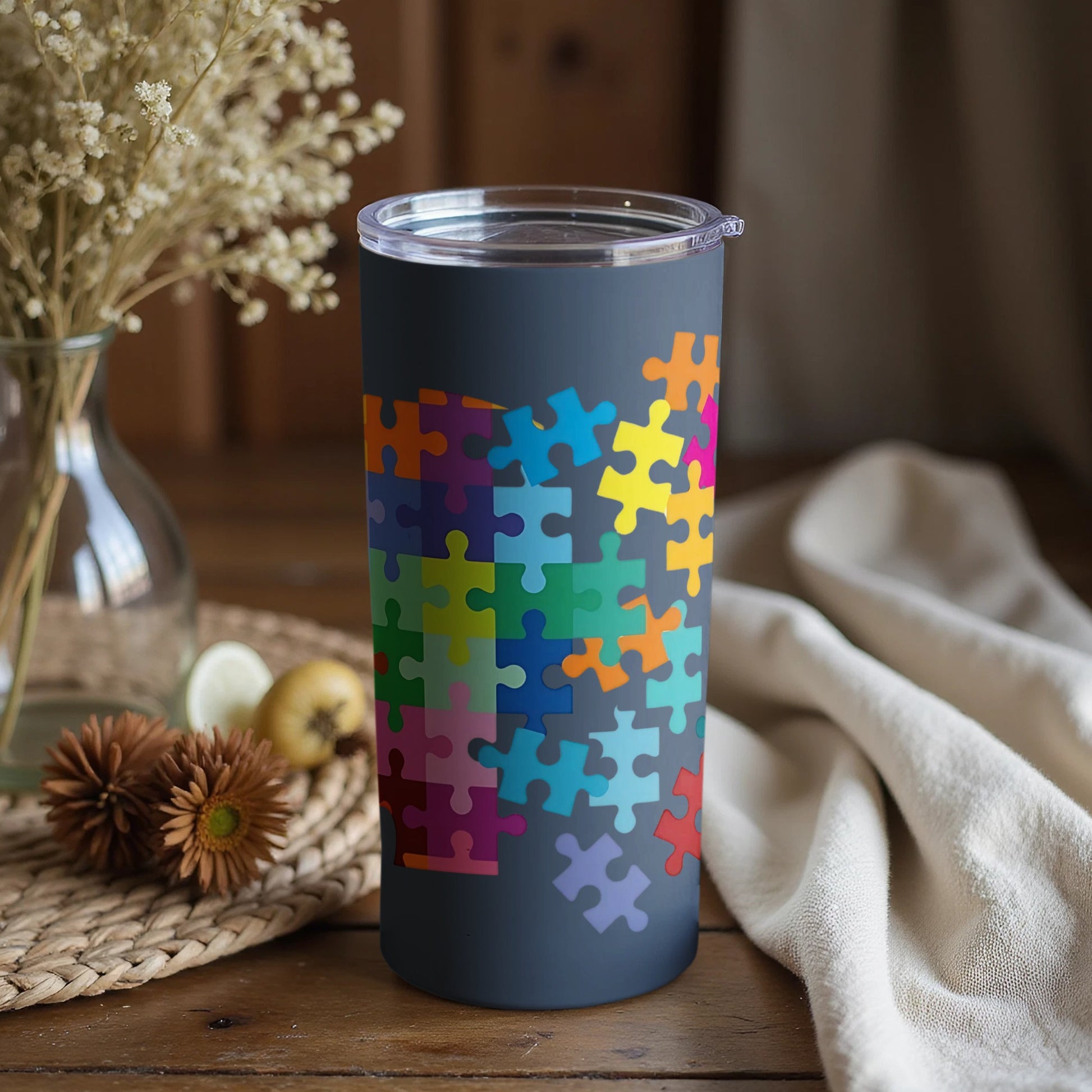 Colorful Puzzle Pieces Design Tumbler for Everyday Use