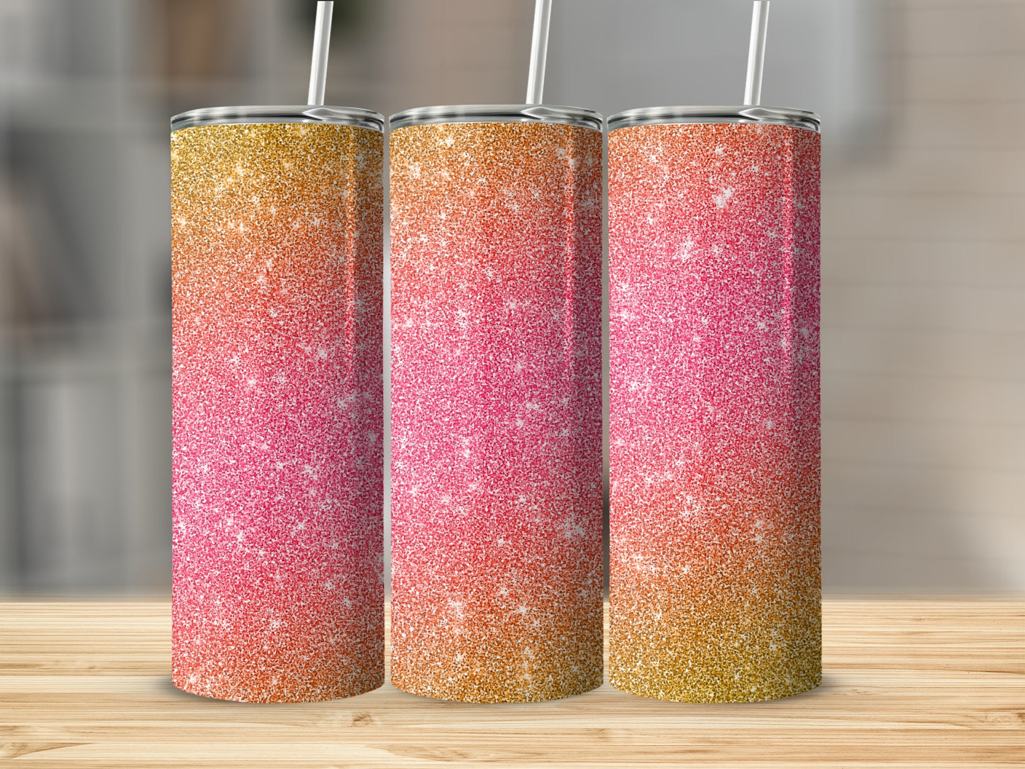 Glitter Gradient Tumbler with Straw Drinkware