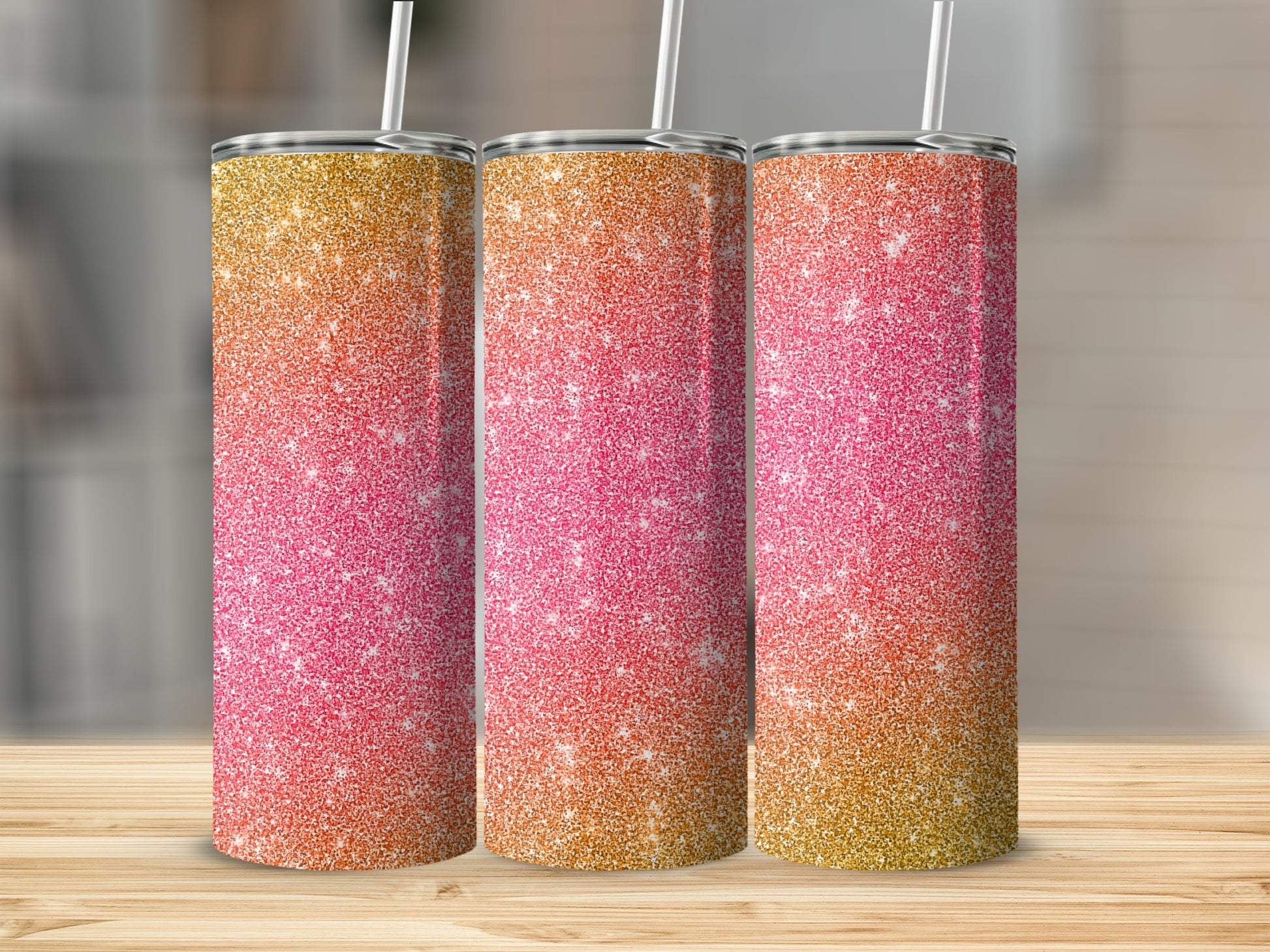 Glitter Gradient Tumbler with Straw Drinkware