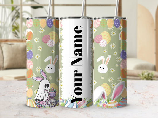 Personalized Easter Bunny Egg Tumbler with Straws