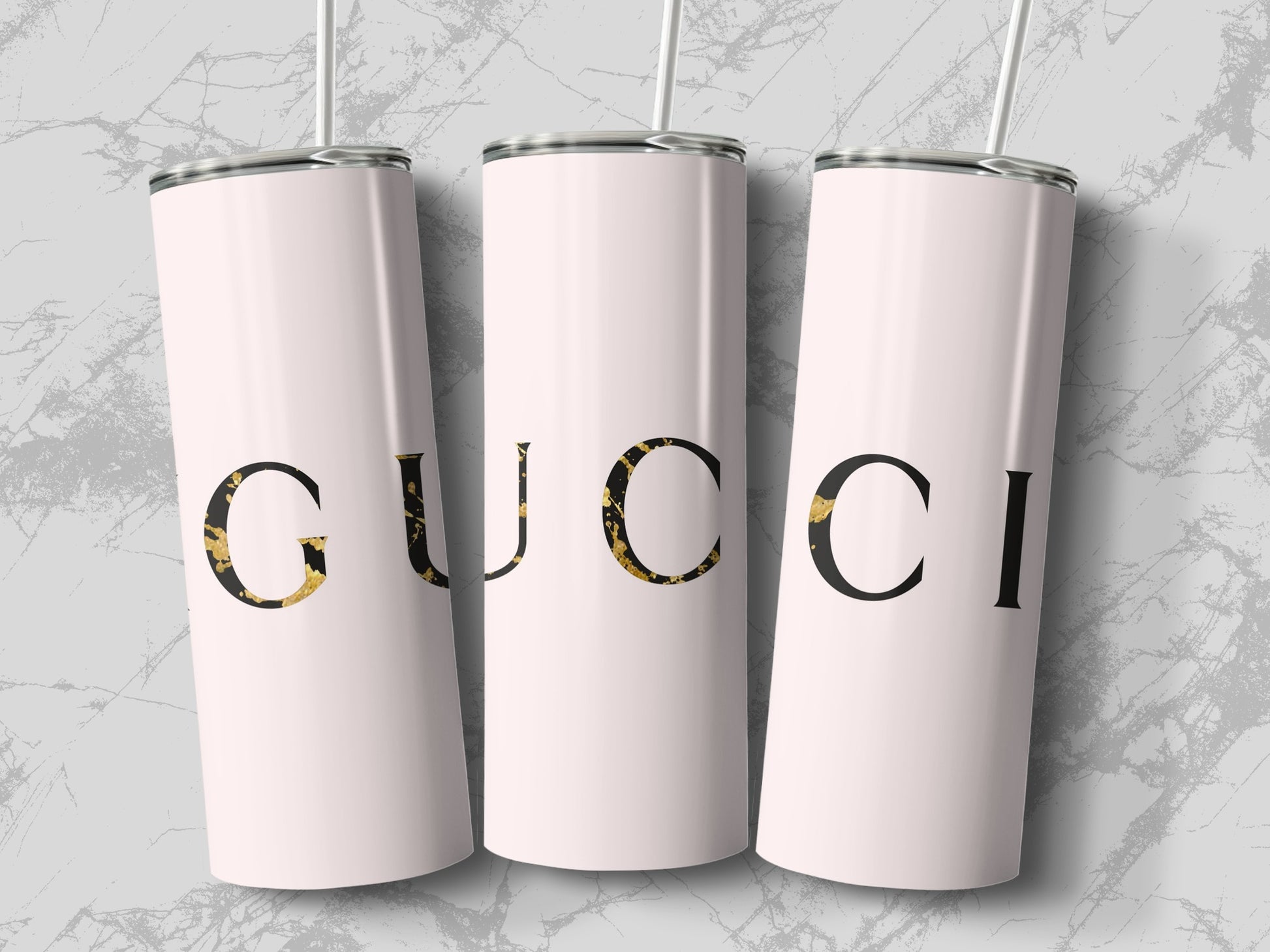 Elegant Gucci Monogram Tumbler with Marble Design