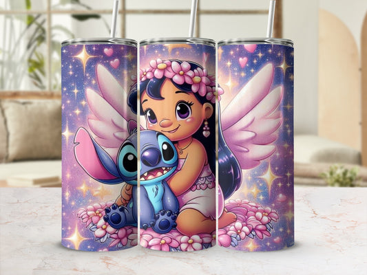 Adorable Angel Cartoon Tumbler Featuring Cute Characters