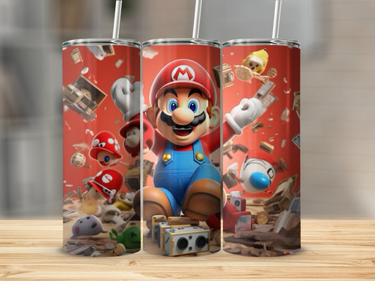 Colorful Super Mario Tumbler Featuring Popular Characters