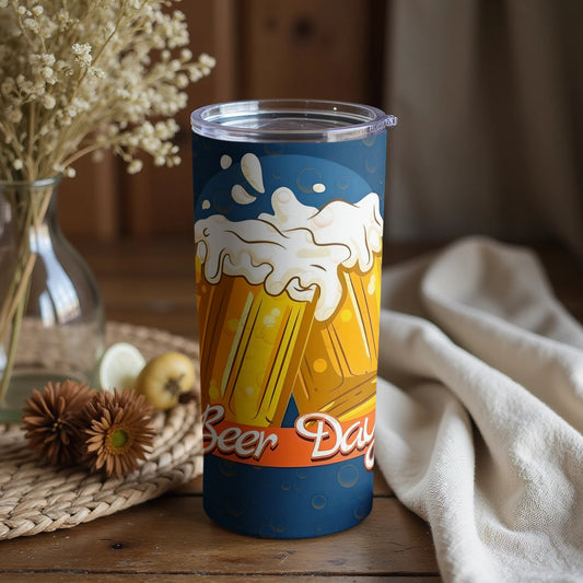 Celebratory Printed Tumbler for Beer Day Enthusiasts