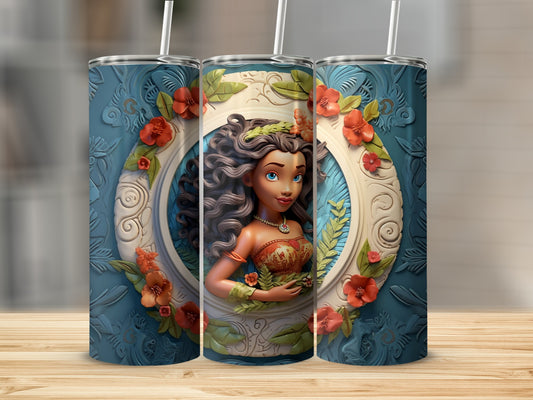 Vibrant Tropical Floral Theme Tumbler Design