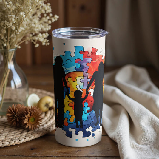 Vibrant Family Puzzle Art Insulated Tumbler