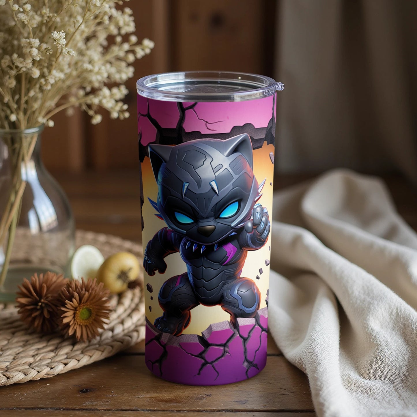 Black Panther inspired tumbler with unique design