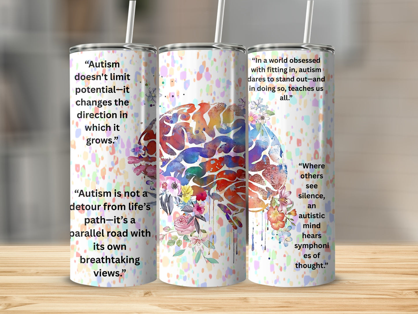 Inspirational Quotes Colorful Brain Design Tumbler
