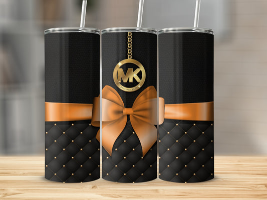 Black and Gold Tumbler with Bow Design Custom Tumbler