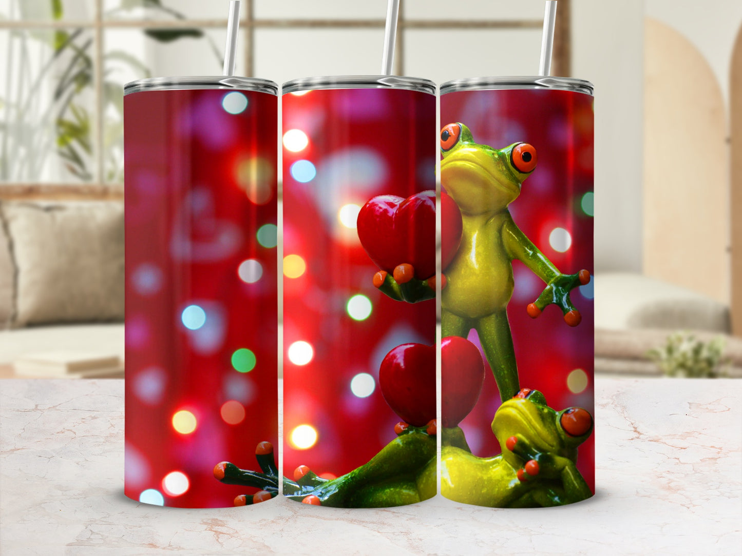 Frogs Red Hearts Bokeh Pattern Tumbler product type