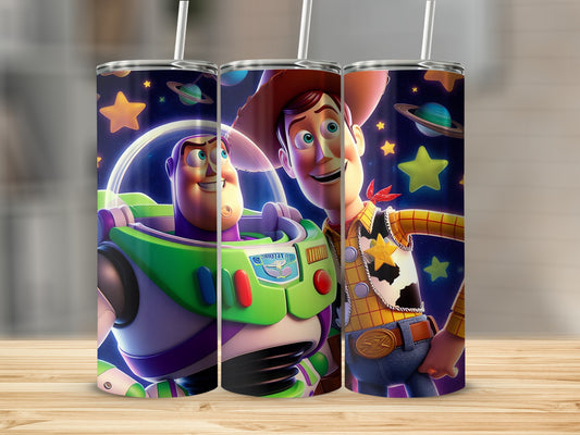Buzz Lightyear and Woody themed stainless steel tumbler