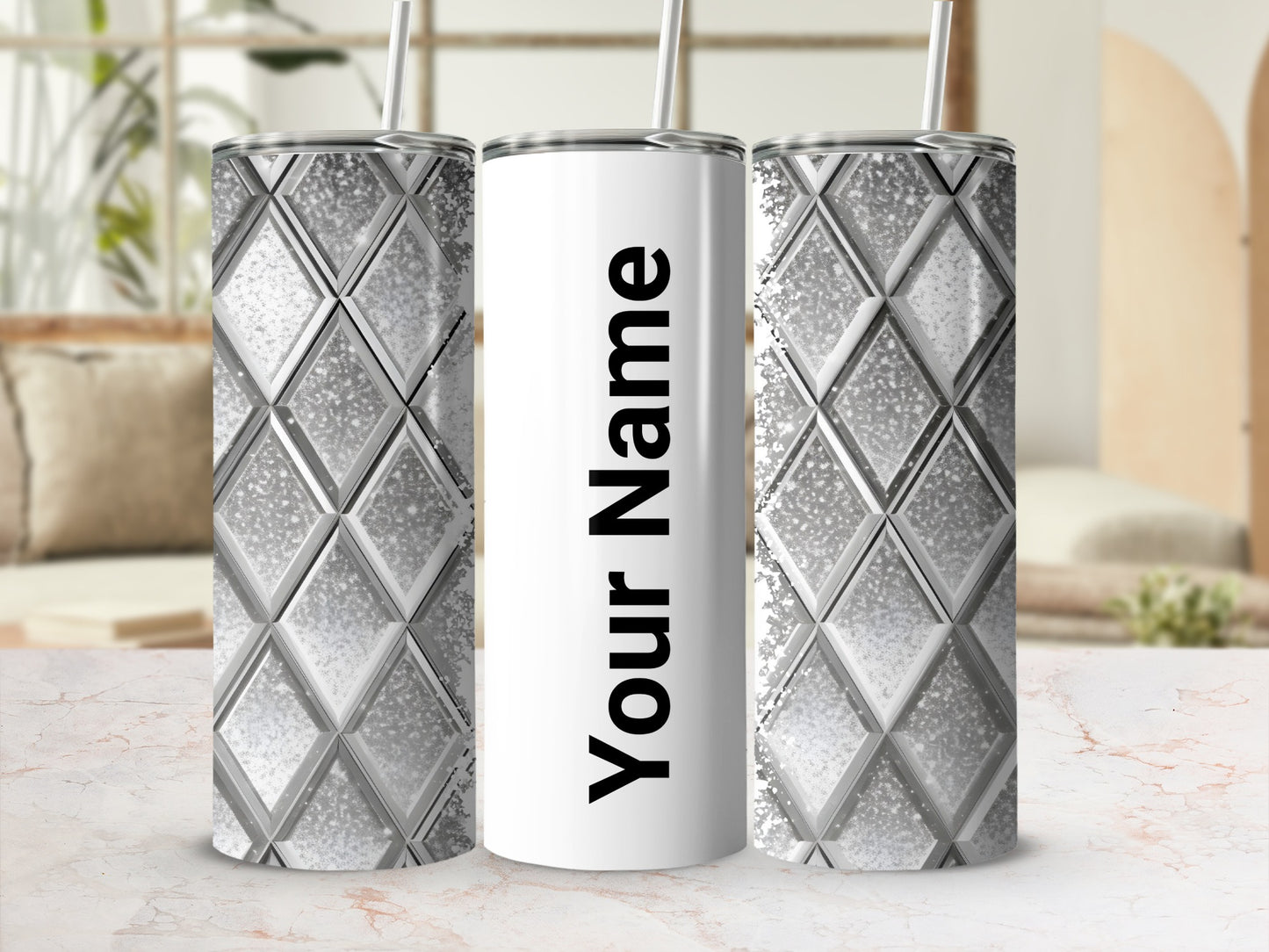 Custom Diamond Pattern Personalized Tumbler