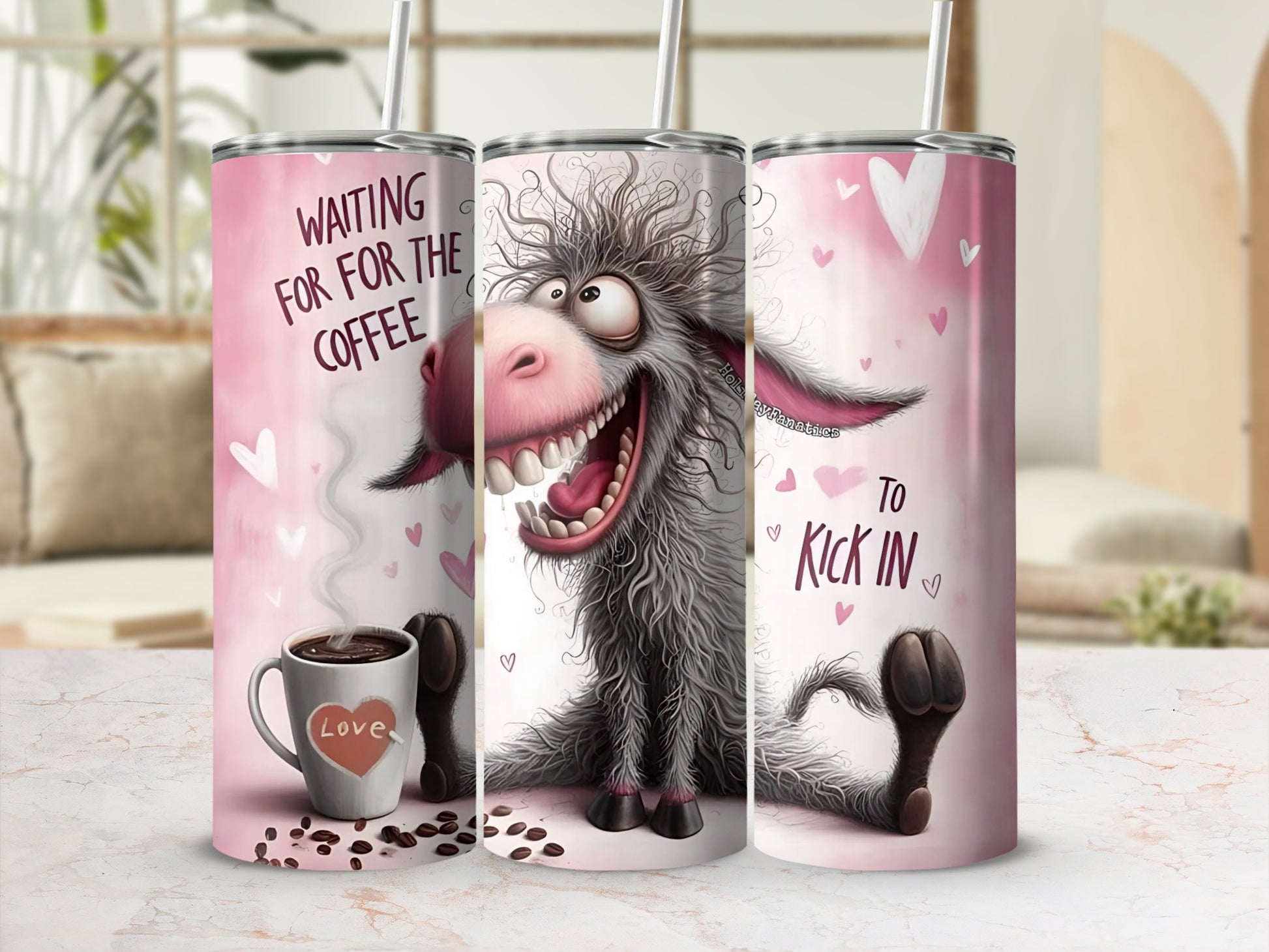 Funny Donkey Waiting for Coffee to Kick In Tumbler