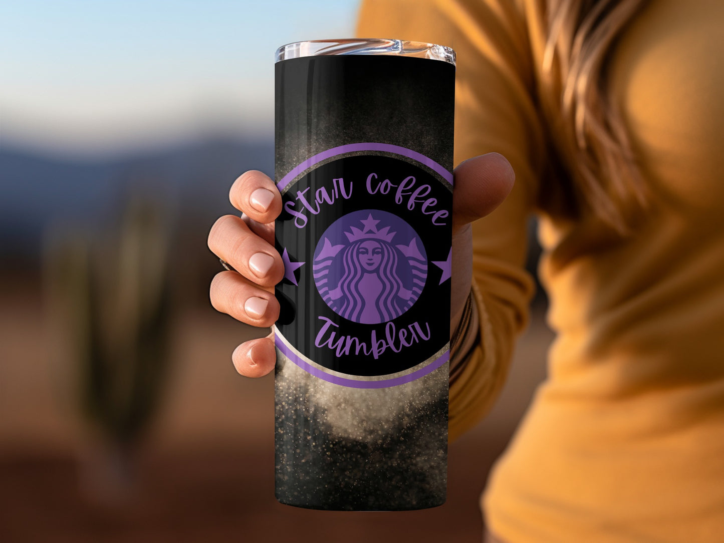 Star Coffee Tumbler with Logo Design for Beverage Use