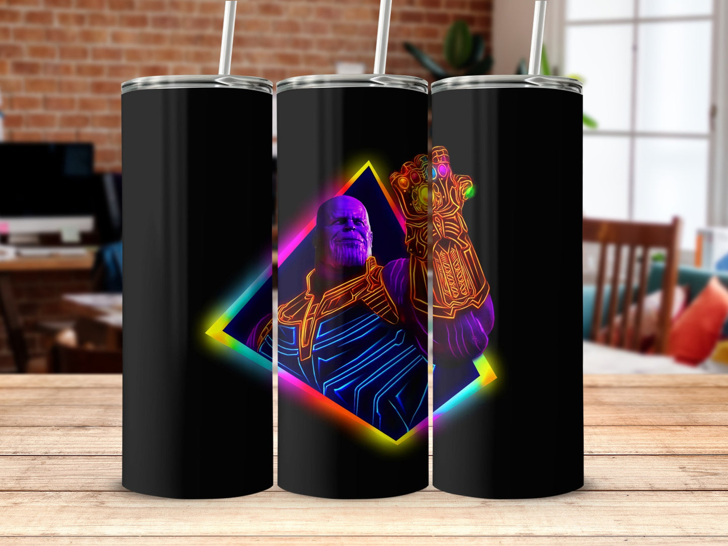 Black Neon Thanos Infinity Gauntlet Tumbler product type