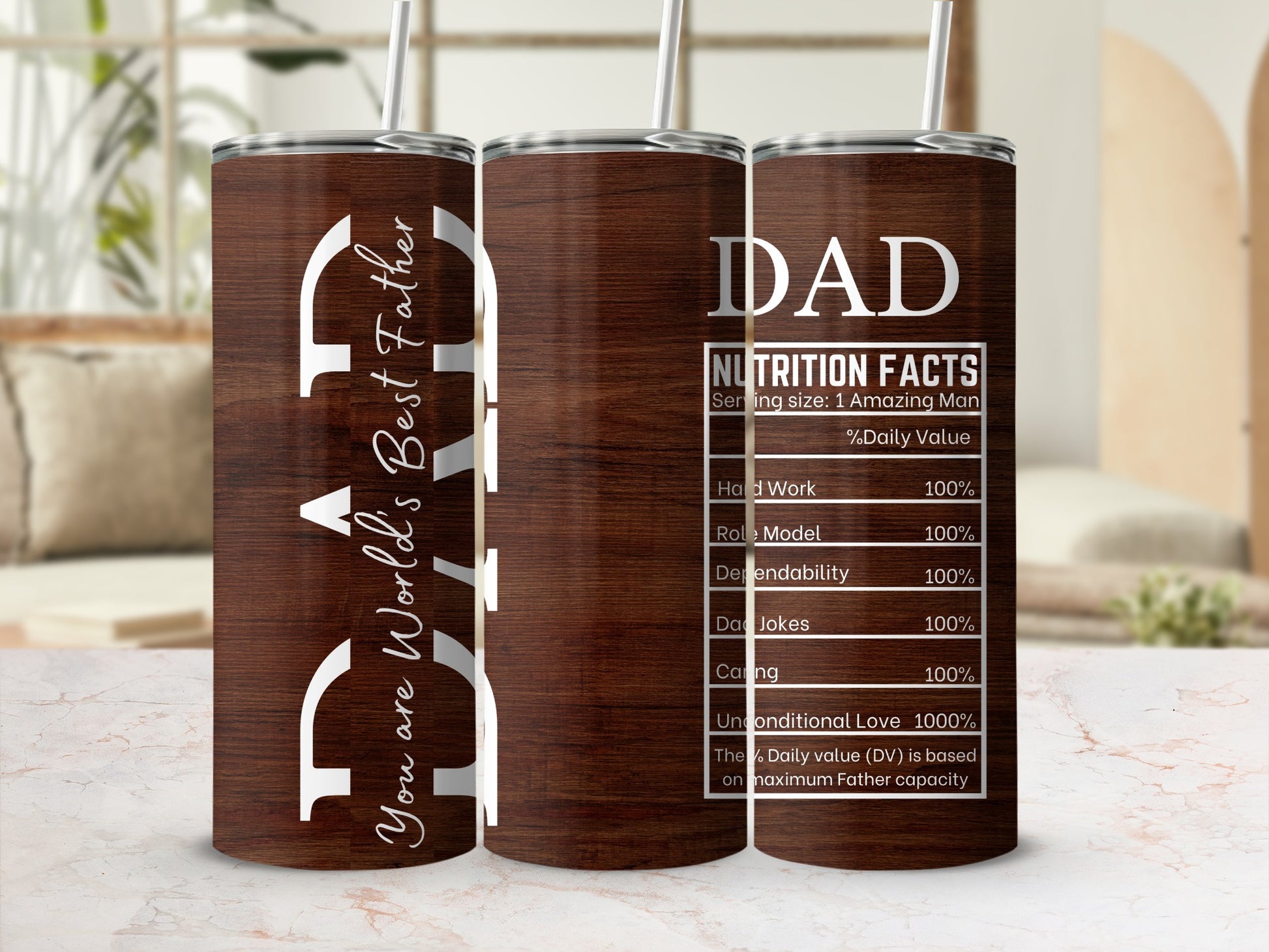 Dad World's Best Father Nutrition Facts Tumbler