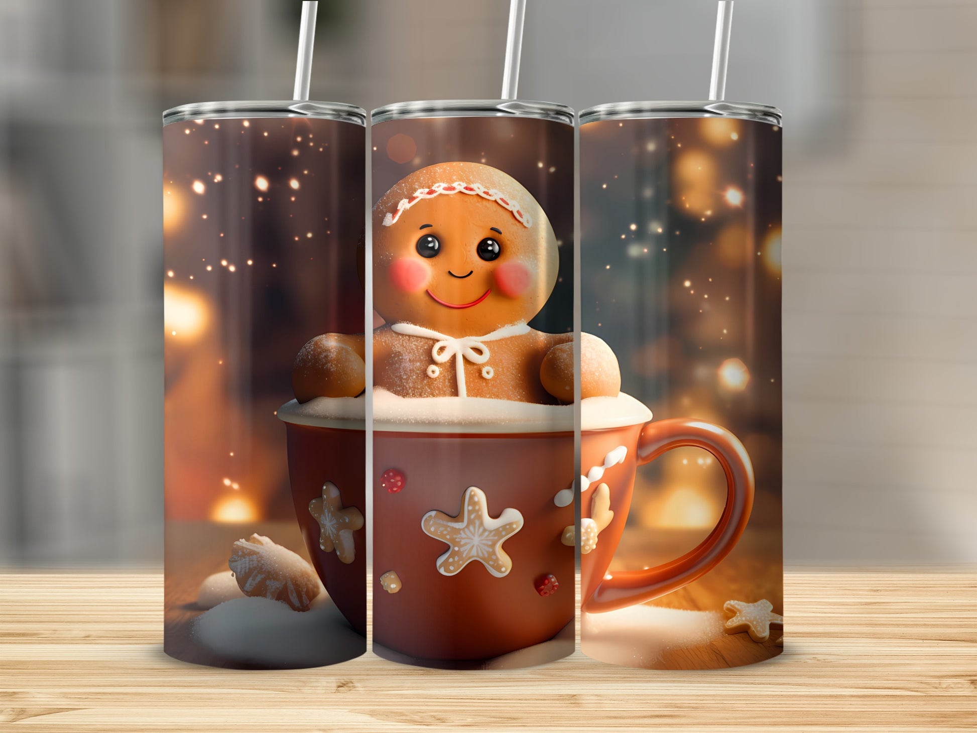 Festive Gingerbread Man in Mug Christmas Tumbler