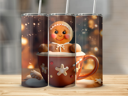 Festive Gingerbread Man in Mug Christmas Tumbler