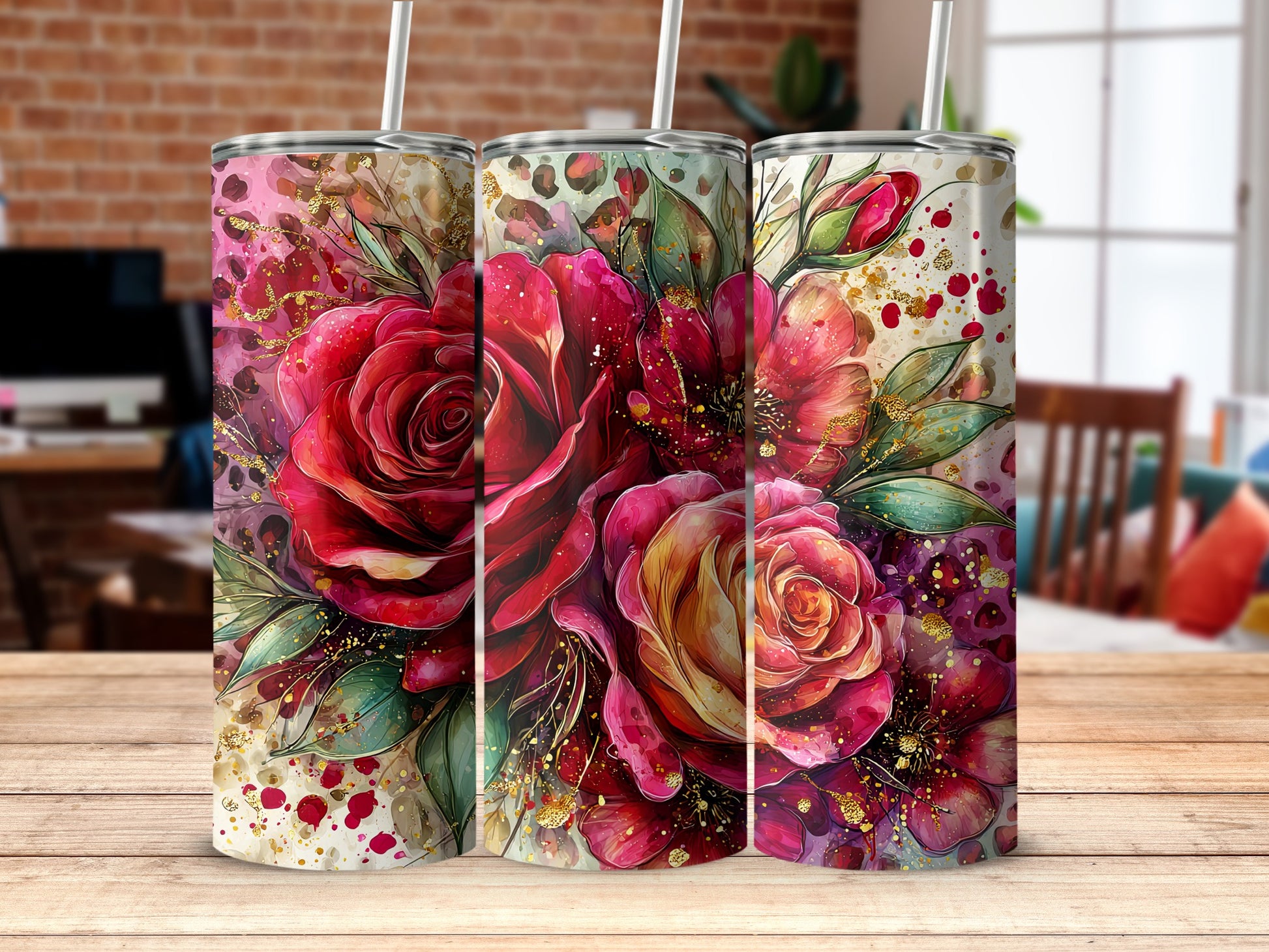 Bright Vibrant Floral Design Insulated Tumbler