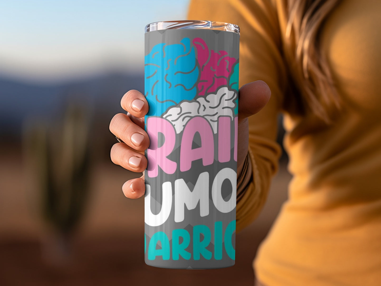 Brain Tumor Warrior Design Tumbler Flask Cup