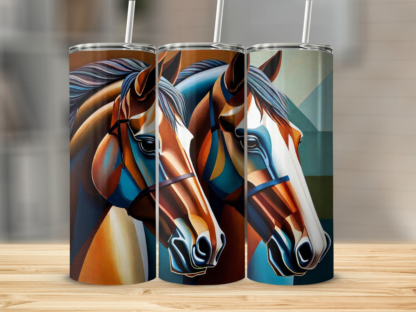 Colorful Horse Art Print Tumbler Beverage Holder